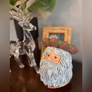 Christmas Santa Claus with Gifts Ceramic Candy Dish Holiday Decor Handpainted